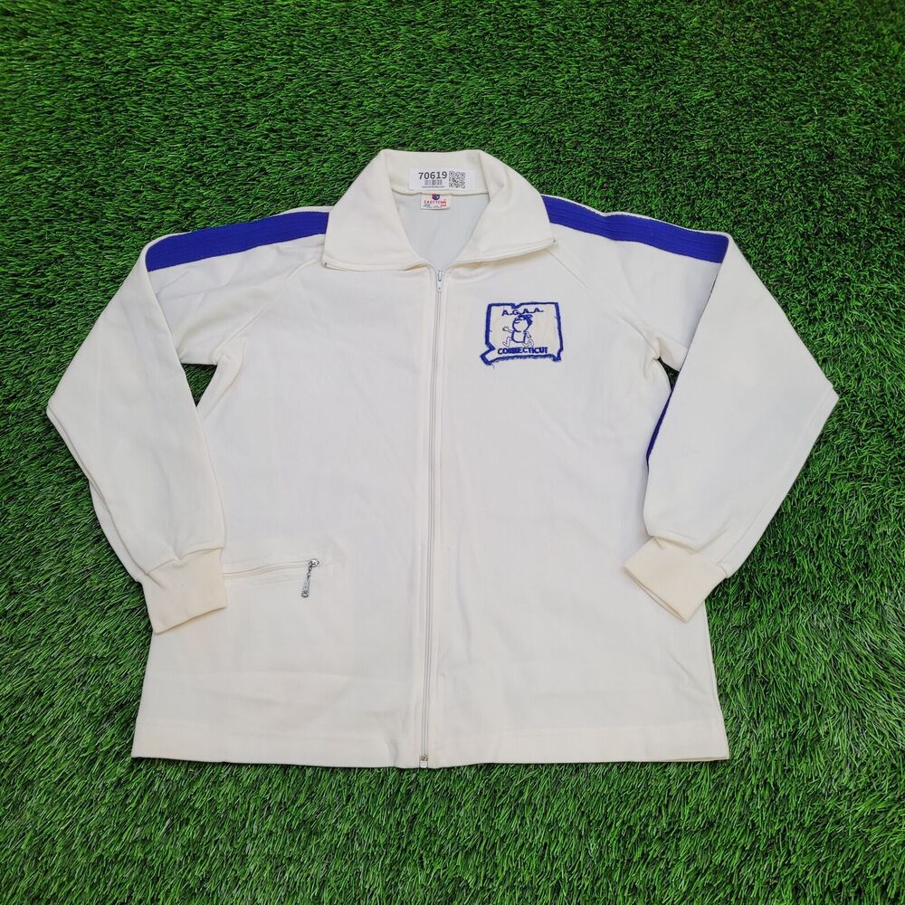 Vintage 80s Track Jacket Womens Medium 21x24 Connecticut USA